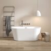 Freestanding Bathtub, Modern & Contemporary Design, Soaking Tub With Toe-Tap Drain In Chrome And Classic Slotted Overflow - Glossy White - Image 2