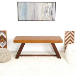 Marley - Genuine Leather Bench - Amber