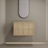 Modern 30" Wall Mounted Bathroom Vanity With Soft Closing Doors, Excluding Sink - Oak - Image 2