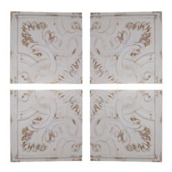 Distressed Wooden Square Wall Panels (Set of 4) - White