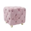 Modern Velvet Upholstered Ottoman, Exquisite Small End Table, Soft Foot Stool, Dressing Makeup Chair, Comfortable Seat For Living Room, Bedroom, Entrance - Pink - Image 9