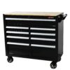 9 Drawer Multifunctional Steel Tool Cart With Wheels And Wooden Top - Black - Image 4
