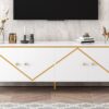 Modern Minimalist TV Stand For TVs Up To 75", Entertainment Center Media Console Cabinet With 2 Spacious Cabinets For Living Room - White - Image 4