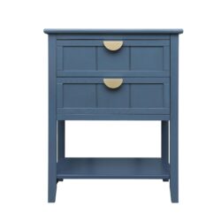 2 Drawer Side Table, American Style, End Table, Suitable For Bedroom - Blue