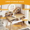 Elegant Makeup Vanity Desk With Adjustable Lighted Mirror Table Feet - American White Oak - Image 5