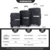 Hardshell Suitcase Double Spinner Wheels Pp Luggage Sets Lightweight Durable Suitcase With Tsa Lock, 3 Piece Set (20/24/28) - Black - Image 3