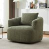 360° Swivel Chair, Chenille Upholstered Barrel Sofa Chair With Throw Pillow, For Living Room, Office - Green - Image 4