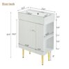 Hearth & Haven Amelia - Bathroom Vanity With Storage Cabinet, Single Ceramic Sink And Right Side Storage - White - Image 3