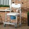 Homcom - Shower Commode Wheelchair, Padded Seat, 330 Lbs - White - Image 7