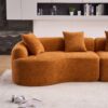 Compression Sofa:4 Seater Orange Sofa With Wood Grain Chenille Fabric, 30D, 60 Hardness Full Sponge, 4 Pillows For Living Room, Home Furniture Sleeper Sectional Sofa For Apartment - Image 25