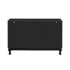 Modern Mirrored TV Stand For TV Up To 55", Entertainment Center Solid Wood Legs, Metal Handle And 3 Adjustable Shelves For Living Room - Black - Image 21