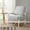 Arm Chair With Open Back Spindle Design - Ivory / Gray - Image 2