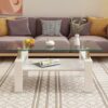 Modern Rectangular Coffee Table & Tempered Glass Top Layer, Table For Living Room - Transparent - Image 2
