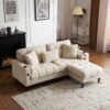 3 Seat L-Shaped Chenille Sofa With Removable And Storage Ottoman, Side Storage, And USB / C - Type Charging Ports Sofa For Living Room, Bedroom, Apartment - Beige - Image 5