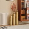 Floor Metal Vases Decorated White Metal Vases (Set of 3) Gorgeous Home Decoration Large Glazed Metal Vases - Golden - Image 17