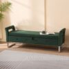Wide Storage Soft Ottoman Bench With Armrests, Footrest Bed End Stool For Living Room, Dorm, Entryway And Bedroom - Green - Image 4