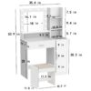 Vanity Desk With Mirror & Light, Large Drawer Three Level Storage Dresser, 3 Lighting Modes Adjustable Brightness, Bedroom Dressing Table (With Stool) - White - Image 8