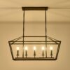 5 Light Farmhouse Kitchen Island Lighting, 5 Light Industrial Linear Chandelier For Dining Room Metal Hanging Pendant Light Fixture For Bedroom Living Room Hallway Conference Room - Matte Black - Image 14