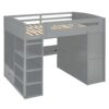 Full Size Loft Bed With Desk, Wardrobes, 4 Drawers And 4 Shelves - Gray - Image 16