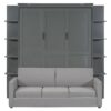 Queen Size Murphy Bed Space Saving Wall Bed With Sofa - Gray - Image 2