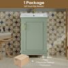 Modern Small Bathroom Vanity Cabinet With Ceramic Basin, Ample Storage, 1 Soft Close Door - Green - Image 10