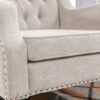Accent Chair, Living Room Chair, Footrest Chair Set With Vintage Brass Studs, Button Tufted Upholstered Armchair For Living Room, Comfy Reading Chair For Bedroom, Reception Room - Beige - Image 8