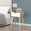 Side Table With 1 Drawer, Mid-Century Modern Storage Cabinet For Bedroom - White / Wood - Image 10