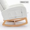 Accent Rocking Chair With Footrest High Back Rubber Wood Rocking Legs Bedroom Living Space - White - Image 12