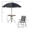 Outsunny - 6 Piece Patio Dining Set For 4 With Umbrella, Outdoor Table And Chairs With 4 Folding Dining Chairs & Round Glass Table For Garden, Backyard And Poolside - Black - Image 3