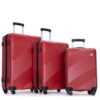 3 Piece Luggage Sets Lightweight Suitcase With Two Hooks, Spinner Wheels, (20/24/28) - Red - Image 7