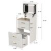 Compact 3 In 1 Vanity Desk With Open Top Mirror, Glass Desktop, 5 Height - White - Image 3