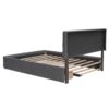 Queen Size Upholstered Platform Bed With 2 Drawers And 1 Twin Long Trundle - Dark Gray - Image 8