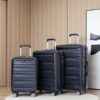 3 Piece Luggage Sets Pc Lightweight & Durable Expandable Suitcase With Two Hooks, Double Spinner Wheels, Tsa Lock, (21/25/29) - Black - Image 2