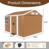 Heavy Duty Metal Storage Shed With Windows, Lockable Door & Ventilation, Weatherproof Outdoor Garden Shed - Brown - Image 3