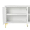 Multi Functional Storage Cabinet, 4 Door Sideboard With Unique Texture, Adjustable Shelves - White - Image 12
