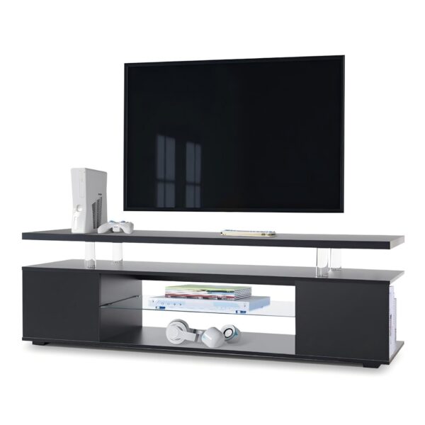 TV Stand For 60" TV LED Gaming Entertainment Center Media Storage Console Table With Large Side Cabinet For Living Room - Black