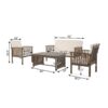 4 Piece Outdoor Chat Set With Water Resistant Cushion And Wood Frame - Cream / Gray - Image 3