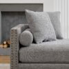 Chenille Upholstered Chaise Lounge With Nailheads And Rubberwood Legs, Wide Sleeper Sofa With 4 Throw Pillows & 2 Bolsters - Gray - Image 8