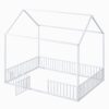 Full Size Metal House Bed With Fence And Door - White - Image 8