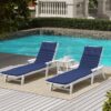 72.83" Outdoor Lounge Chairs (Set of 2), Cushion Replacement Patio Funiture Seat Cushion Chaise Lounge Cushion - Navy Blue - Image 2