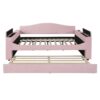 Full Size Upholstered Daybed With Storage Armrests, Trundle And Latest Integrated Bluetooth Audio System, Teddy Fleece - Pink - Image 2