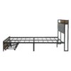 Modern Queen Bed Frame With LED Lights, Storage Drawers, USB & Charging StationUpholstered Headboard, & Iron - Gray - Image 5