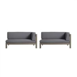 Brava - X Back Right Corner Bench (Set of 2) With Water Resistant Cushions - Dark Gray