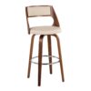 Cecina - Mid-Century Modern Barstool With Swivel (Set of 2) - Walnut / Cream - Image 2