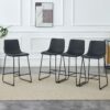 (Set of 2) Modern Minimalist Style Material Bar Stools, Suitable For Kitchen, Bar And Modern Home Design - Black - Image 7