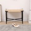Vanity Stools Handwoven Paper Rope Ottoman For Entryway Natural Footstool For Living Room - Natural - Image 8