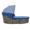 Outdoor Rattan Daybed Sunbed With Retractable Canopy Wicker Furniture, Round Outdoor Sectional Sofa Set - Gray Wicker Furniture Clamshell Seating With Washable Cushions, Backyard, Porch - Blue - Image 11
