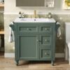 Bathroom Vanity With Top Sink, Modern Bathroom Storage Cabinet & 2 Drawers And A Tip-Out Drawer, Single Sink Bathroom Vanity - Green - Image 5