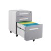 3 Drawer Mobile File Cabinet Under Desk Office, Simple Style Versatile Storage Cabinet For Legal / Letter / A4 Files, 5 Wheel Design Anti-Tilting Cold Rolled Steel Waterproof Moisture-Proof - White / Gray - Image 7