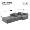 3 Piece Free Combination L Shaped Modular Sectional, Minimalist Floor Couch Set, Convertible Foam Filled Cloud Compressed Couch For Living Room - Gray - Image 26